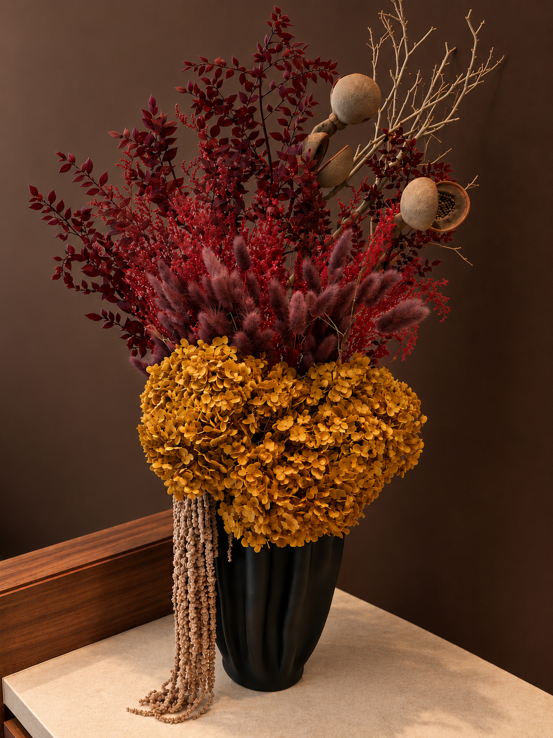 Preserved Flower Arrangement - Ruby - 85cm