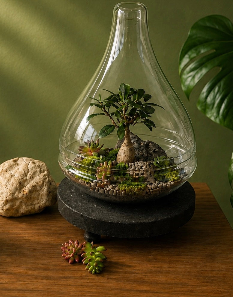 Port Jackson Fig -  Bonsai Terarium- Teardrop - 30cm