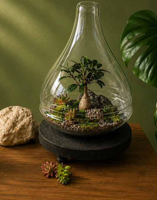 Port Jackson Fig -  Bonsai Terarium- Teardrop - 30cm