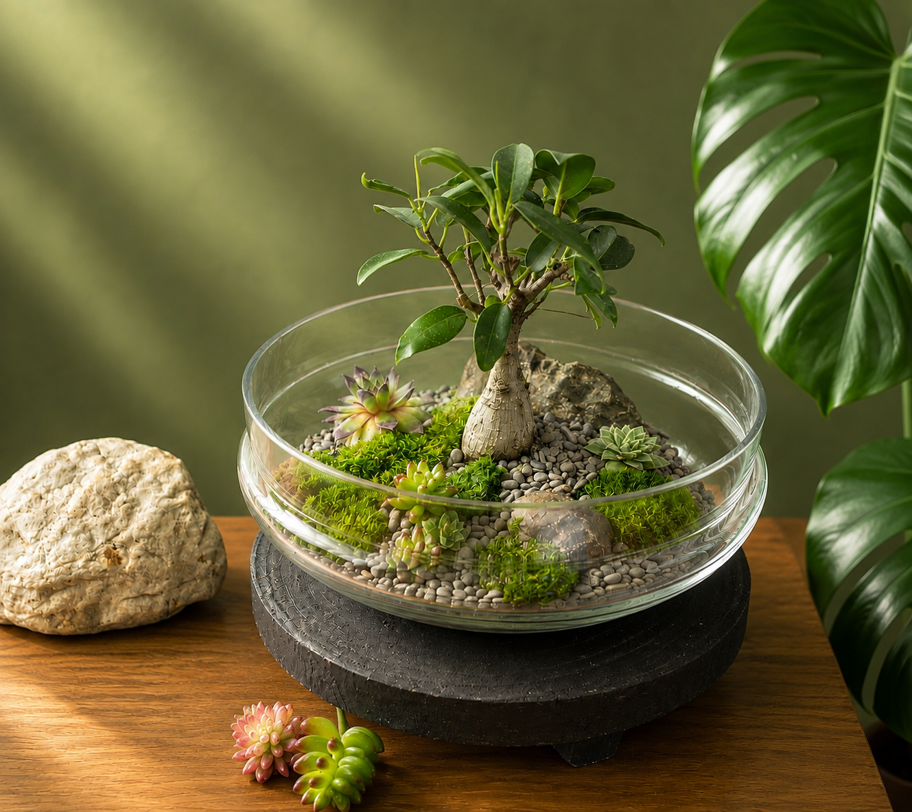 Port Jackson Fig -  Bonsai Terarium- Teardrop - 30cm